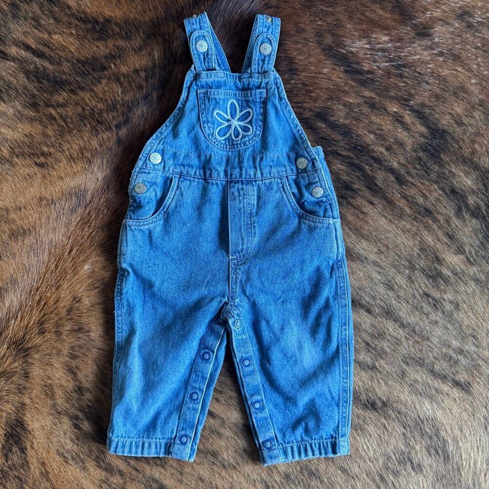 Vintage 90’s Honors Floral Embroidered Denim Overall 6-9 Months